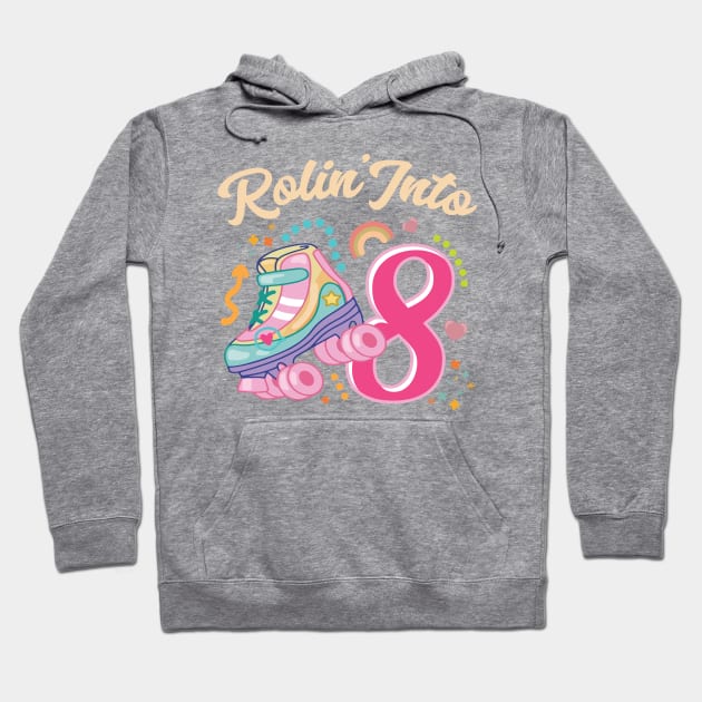 Roller Skate Groovy 8th Birthday Girls B-day Gift For Kids Girls toddlers Hoodie by FortuneFrenzy